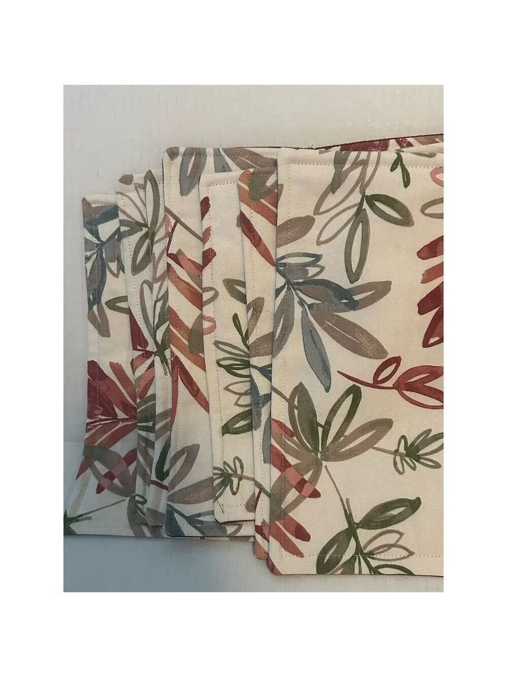 Moutina Set of 7 Watercolor Leaf Placemats Reversible Easy Clean